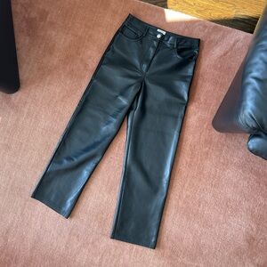 Aritzia Melina Black Faux Leather Pants 4